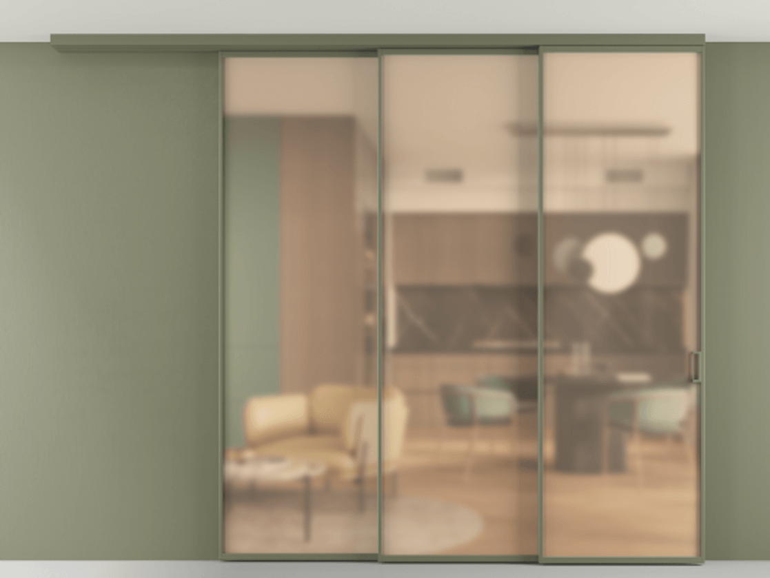 Перегородка Formato вдоль стены на потолок 3 створки с синхронным механизмом АЛПР 040.01 Алюминий оливковый тёмный Сатинированное оранжевое стекло, триплекс. Цена 382108 ₽ 1. Полотно 2 шт. (800/2100 мм)
2. Комплект установки раздвижной системы
3. Базовый комплект фурнитуры
4.Ручка RONDO
. Фабрика дверей Волховец 8 (800) 551 43 19 Перегородка Formato вдоль стены на потолок 3 створки с синхронным механизмом АЛПР 040.01 Алюминий оливковый тёмный Сатинированное оранжевое стекло, триплекс Цена 382108 ₽ | Volhovec